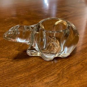 Glass Polar Bear candle Holder